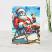 サンタと血メアリおもしろいー雪の鳥クリスマス シーズンカード (正面)