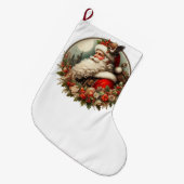 サンタと装飾 ラージクリスマスストッキング (正面 (吊り時))