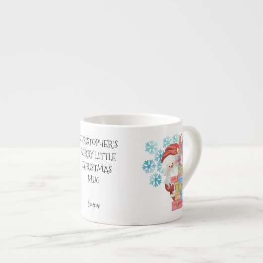 サンタと贈り物の子パーソナライズされたどもたちクリスマスマグ エスプレッソカップ (正面右)
