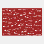 サンタと赤と緑でクリスマスを祝うホホホホホメリークリスマス ラッピングペーパーシート (正面)