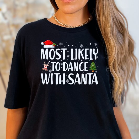 サンタと踊りそうなクリスマスおもしろい Tシャツ