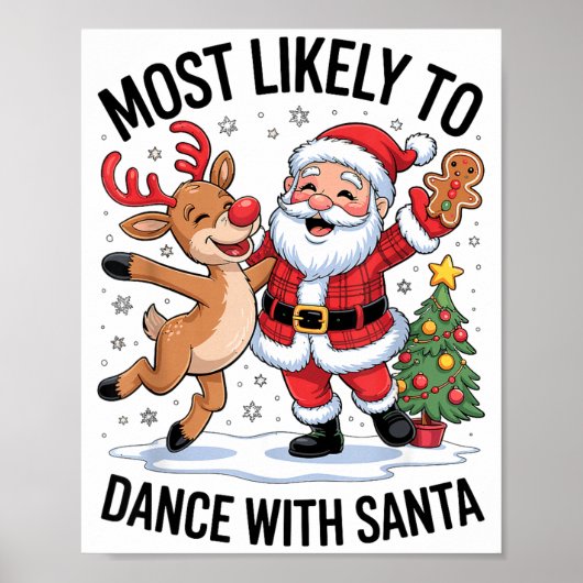 サンタと踊る可能性大!面白いクリスマスのデザイン ポスター (正面)
