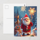 🎄サンタと輝く雪の結晶の冬の魔法❄️ ポストカード (正面/裏面)