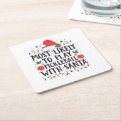 サンタと遊のボールが最も多い スクエアペーパーコースター (アングル)