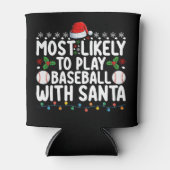 サンタと野球をする可能性が最も高い クリスマス 缶クーラー (正面)