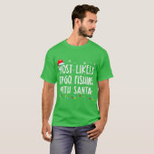 サンタと釣りに行くタイプ 釣り好きのためのクリスマスギフト Tシャツ (正面フル)