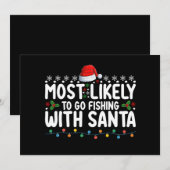 サンタと釣りに行く可能性が最も高い面白い 招待状 (正面/裏面)