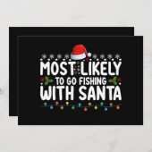 サンタと釣りに行く可能性が最も高い 面白い 招待状 (正面/裏面)