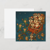 サンタと陽気な子犬とエルフ 招待状 (正面/裏面)