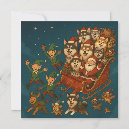 サンタと陽気な子犬とエルフ！ 招待状 (正面)