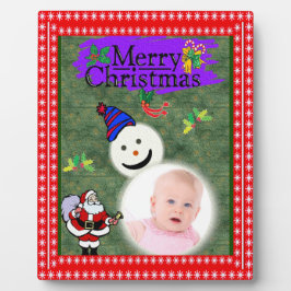 サンタと雪だるまがクリスマスを追加 フォトプラーク