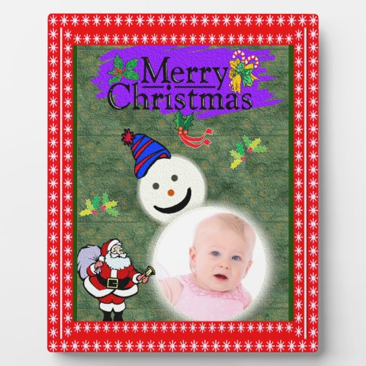 サンタと雪だるまがクリスマスを追加 フォトプラーク (正面)