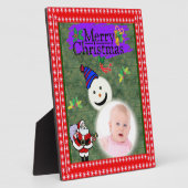 サンタと雪だるまがクリスマスを追加 フォトプラーク (側面)