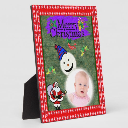 サンタと雪だるまがクリスマスを追加 フォトプラーク (側面)