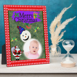 サンタと雪だるまがクリスマスを追加 フォトプラーク
