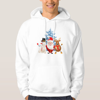 サンタと雪だるまとトナカイのトリオ クリスマスTシャツ メリークリ パーカ