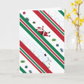 サンタと雪だるまのクリスマスストライプ カード (黄色い花)