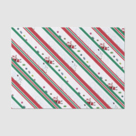 サンタと雪だるまのクリスマスストライプ 薄葉紙