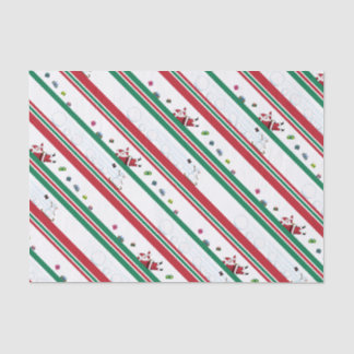 サンタと雪だるまのクリスマスストライプ 薄葉紙