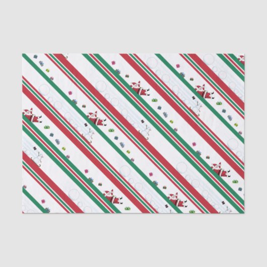 サンタと雪だるまのクリスマスストライプ 薄葉紙 (正面)