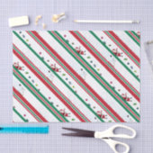 サンタと雪だるまのクリスマスストライプ 薄葉紙 (クラフト)