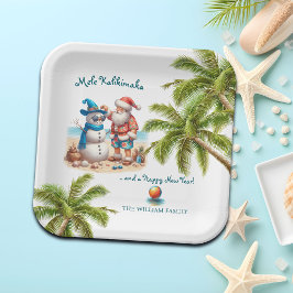 サンタと雪だるまのメレカリキマカ クリスマス ペーパープレート