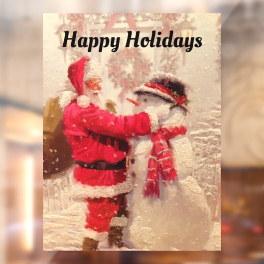 サンタと雪だるまの窓の固定 ウィンドウサイン (シート2)