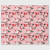 サンタと雪だるまクリスマスパターン ラッピングペーパー (フラット)