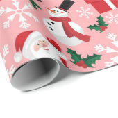 サンタと雪だるまクリスマスパターン ラッピングペーパー (ロールコーナー)