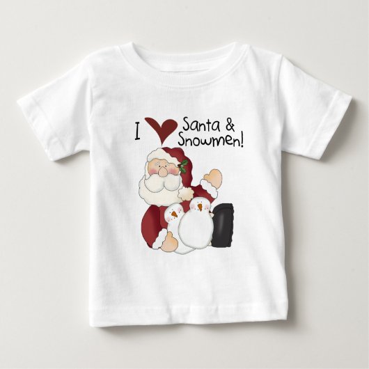 サンタと雪だるまクリスマス ベビーTシャツ (正面)