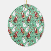 サンタと雪だるま セラミックオーナメント (左)