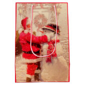 サンタと雪だるま ミディアムペーパーバッグ (裏面)