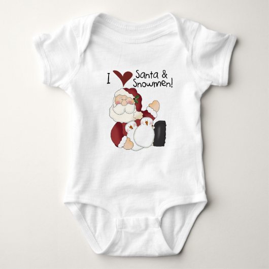 サンタと雪だるまTシャツとギフト ベビーボディスーツ (正面)