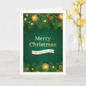 サンタと雪のメリークリスマスグリーティングカード カード (黄色い花)