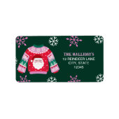 サンタと雪片の醜いセーター ラベル (正面)