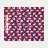 サンタと雪片 | ネイビーブルーキッズ名 フリースブランケット (正面(横))