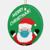 サンタと顔マスク漫画カスタムクリスマス セラミックオーナメント (左)
