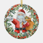 サンタと顔マスク2020年の思い出 セラミックオーナメント (正面)