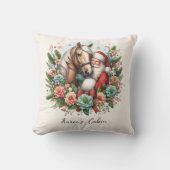 サンタと馬のクリスマス クッション (正面)