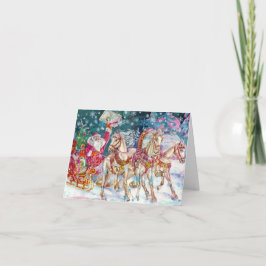 サンタと馬のビンテージクリスマス シーズンカード