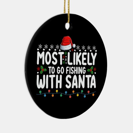 サンタと魚釣りする可能性がおもしろい高い セラミックオーナメント (右)