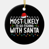 サンタと魚釣りする可能性がおもしろい高い セラミックオーナメント (正面)