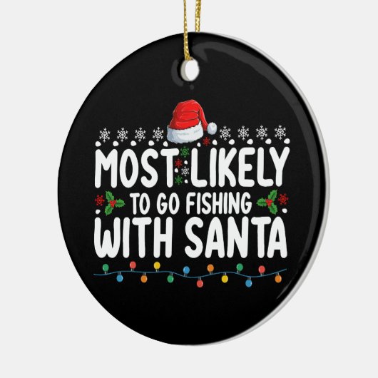 サンタと魚釣りする可能性がおもしろい高い セラミックオーナメント (左)