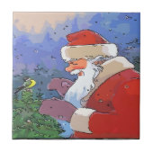 サンタと鳥 タイル (正面)