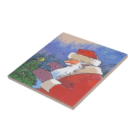 サンタと鳥 タイル (側面)