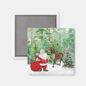 サンタと鹿のクリスマスマグネット マグネット (正面/裏面)