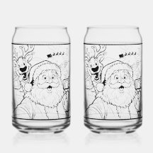 サンタと鹿のソーダグラス