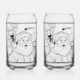 サンタと鹿のソーダグラス ガラス缶