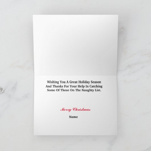 サンタとSWATのチームオフィサークリスマスカード シーズンカード (内部)