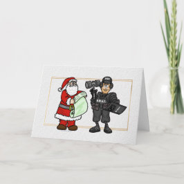 サンタとSWATのチームオフィサークリスマスカード シーズンカード